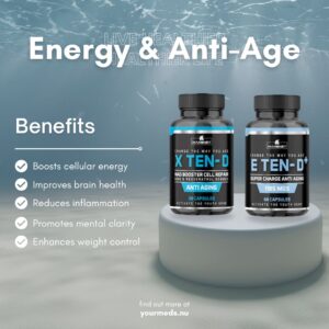 NMN, Resveratrol, TMG, Fisetin, Quercetin, L-Theanine, Piperine, anti-aging supplements, boost cellular energy, improve brain health, reduce inflammation, enhance metabolism, weight management, promote mental clarity, longevity supplements, antioxidant properties, cardiovascular health, immune support, stress reduction, cognitive function, relaxation supplements, natural anti-inflammatory, bioavailability booster, nutrient absorption, senolytic supplements, neuroprotection, antioxidant benefits, anti-inflammatory supplements