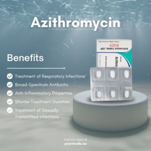 Azithromycin, Azithromycin 250mg, Broad-spectrum antibiotic, Bacterial infection treatment, Respiratory infections, Skin infections, Sexually transmitted infections, Ear infections, Throat infections, Travelers’ diarrhea, Pneumonia treatment, Azithromycin tablets