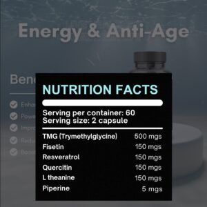 E TEN D+ tmg, fisetin, resveraatrol, quercitin,l theanine,piperine - supplements